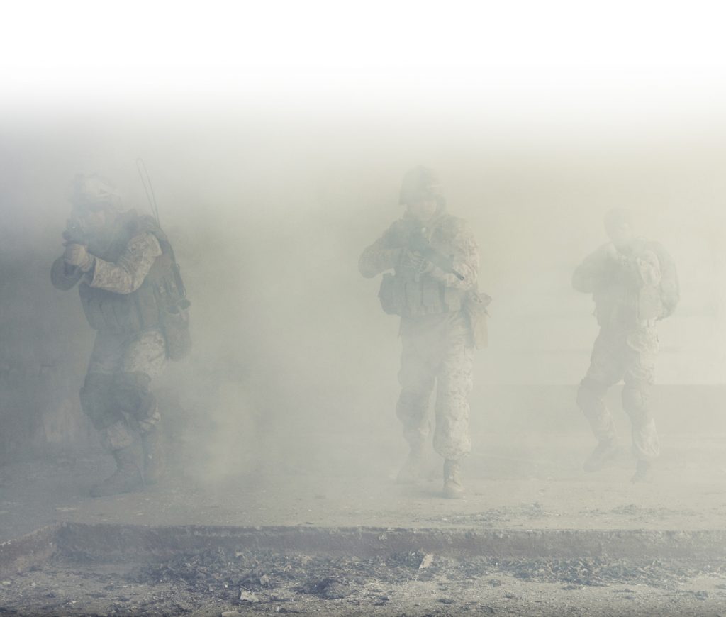 Soldiers in low visibility