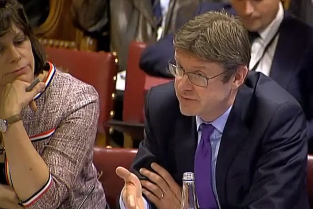 Greg Clark giving evidence in parliament