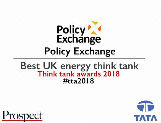 Policy Exchange wins prize as best UK think on Energy and Environment issues